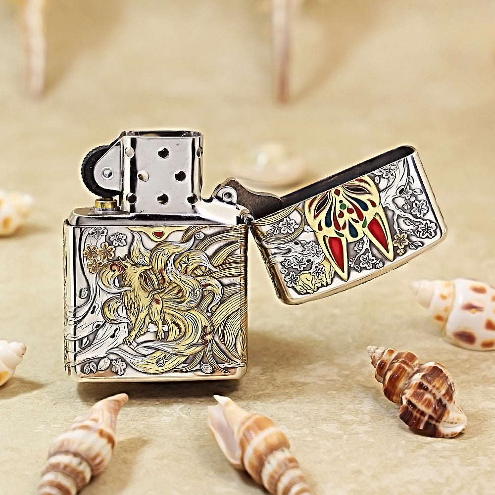 Zippo Silver-Plated-5-Side Engraved Nine-Tailed Fox 162-DS257