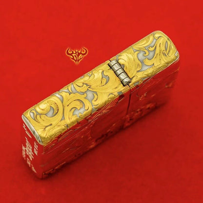 Zippo Armor Sterling Silver Luxury Collector's Lighter - 24K Gold-Accented Bikini Lady & Vintage Arabesque