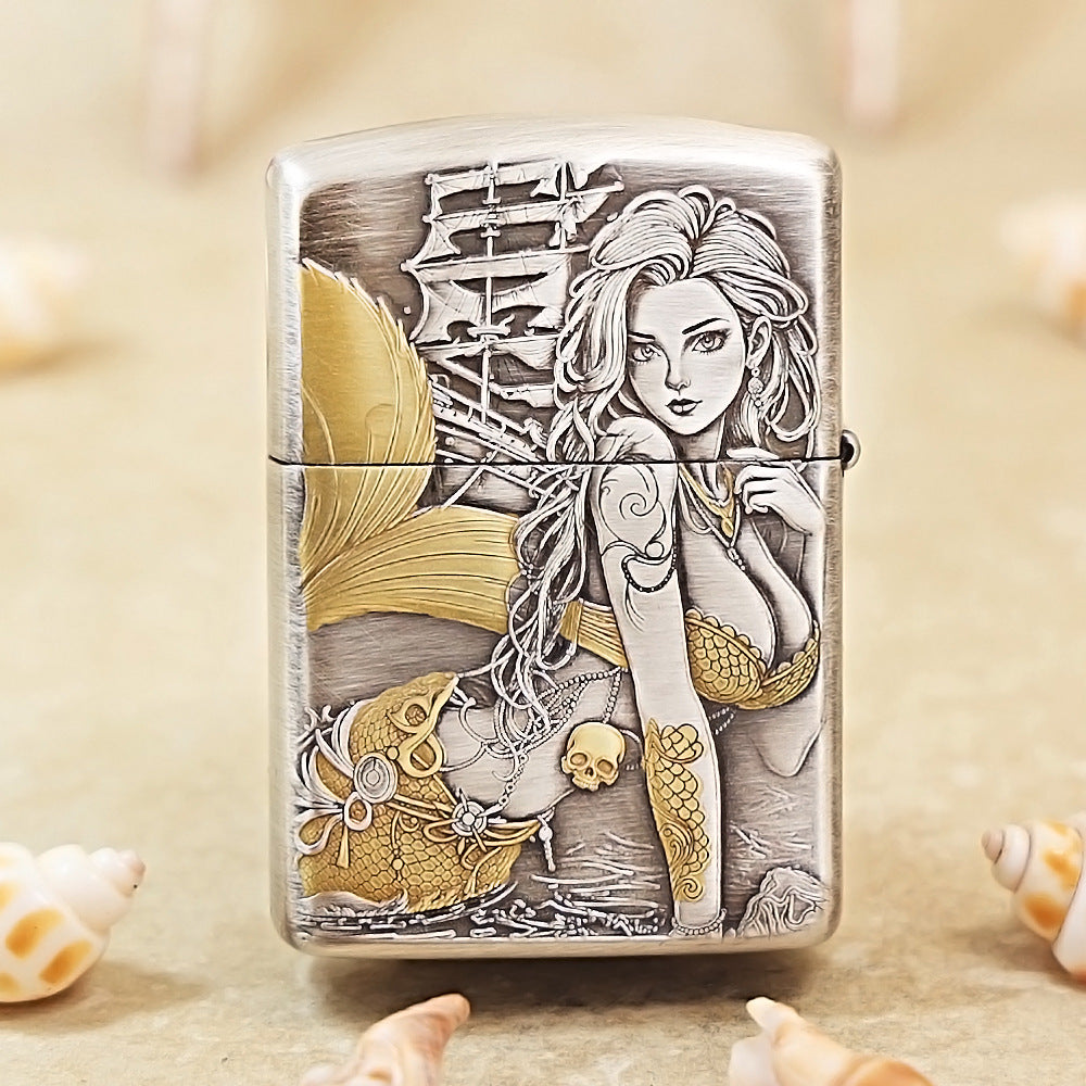 Zippo Two-Tone Gold Mermaid Dual-Tail 162-DS281