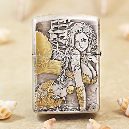 Zippo Two-Tone Gold Mermaid Dual-Tail 162-DS281