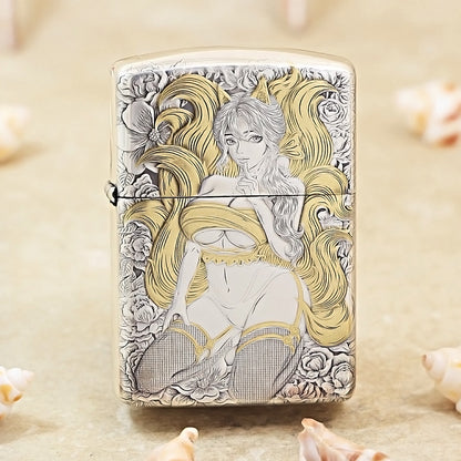 Zippo Dual-Tone Nine-Tailed Fox & Beauty 162-DS277