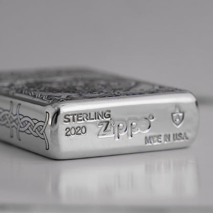 Zippo Armor Sterling Silver World of Warcraft (WoW) Lighter - 5-Sided Handcrafted Deep Carved Relief