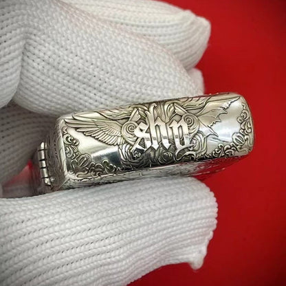 Zippo Armor Sterling Silver High-Relief 5-Side Engraved "Devil & Angel"