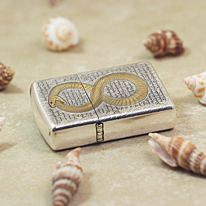 Zippo Silver-Plated Ancient Greek Ouroboros Snake 162-DS289