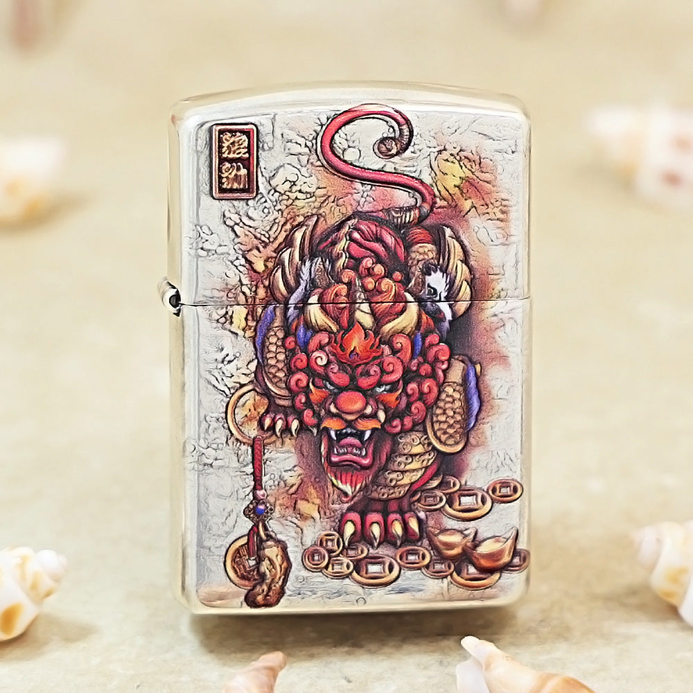 Zippo Armor Silver-Plated 3D Relief Pixiu Money-Attracting 162-DS299