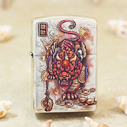 Zippo Armor Silver-Plated 3D Relief Pixiu Money-Attracting 162-DS299