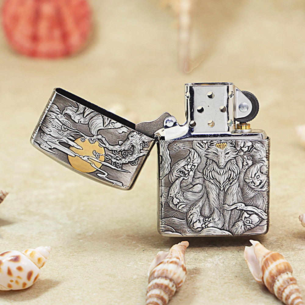 Zippo Smoked Silver & Gold-Plated Nine-Tailed Fox 162-DS306