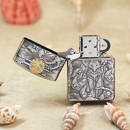 Zippo Smoked Silver & Gold-Plated Nine-Tailed Fox 162-DS306