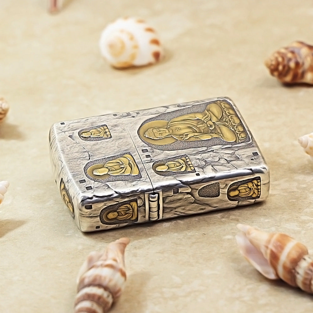Zippo Intricate Two-Tone Antique Stone Grotto Buddha Relief 162-DS196