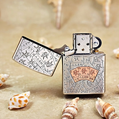 Zippo Smoked Silver Eight-Direction Fortune 205-DS244