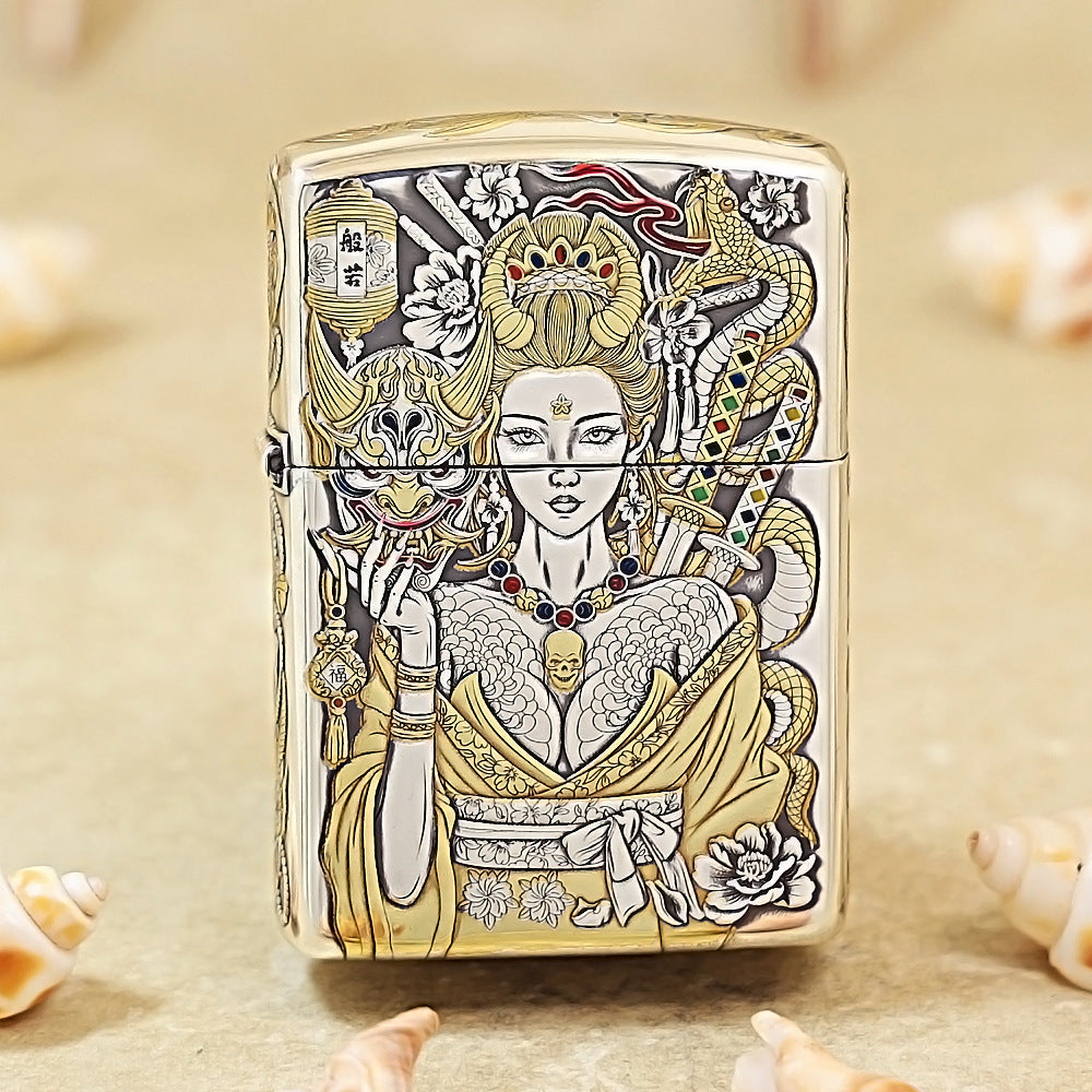 Zippo Hannya 5-Side Silver-Plated Lacquer Inlay 162-DS250