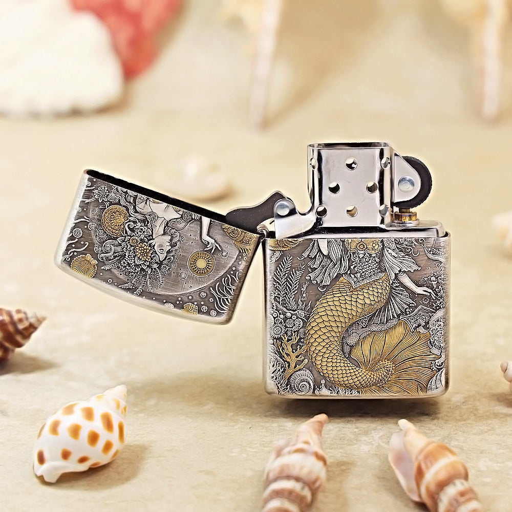 Zippo Two-Tone Gold Mermaid Dual-Tail 162-DS281