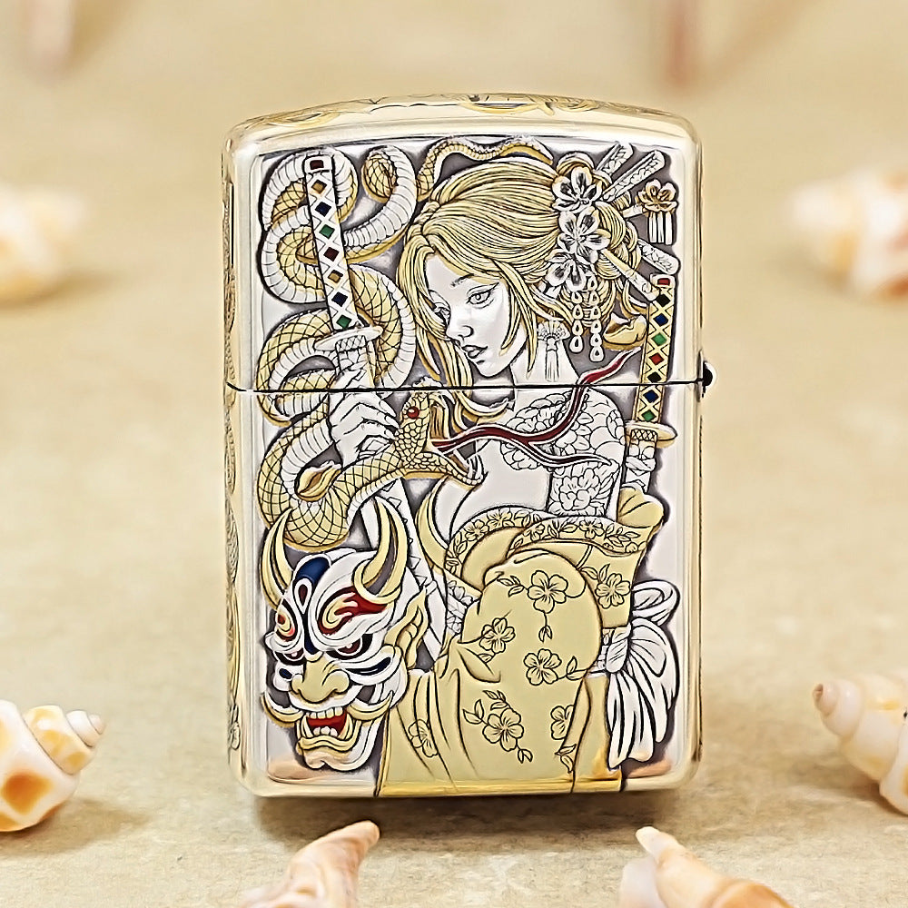 Zippo Hannya 5-Side Silver-Plated Lacquer Inlay 162-DS250