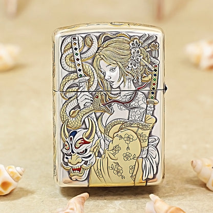 Zippo Hannya 5-Side Silver-Plated Lacquer Inlay 162-DS250