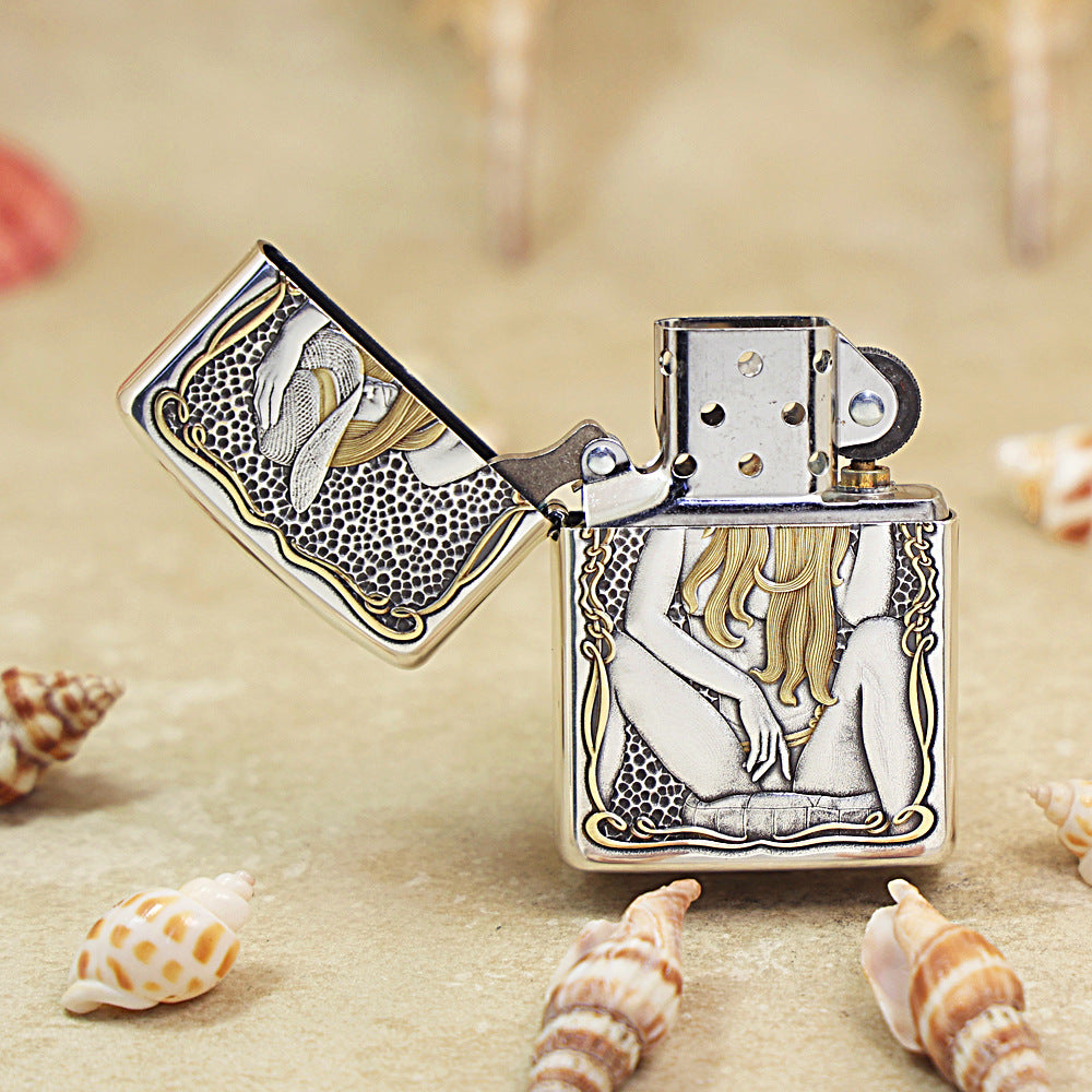 Zippo Armor Dual-Tone Engraving Cowboy Girl1 162-DS293