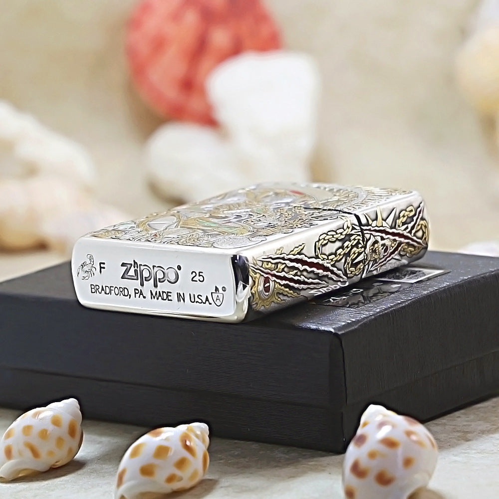 Zippo Silver-Plated 5-Sided 3D Scorpion Relief 162-DS255