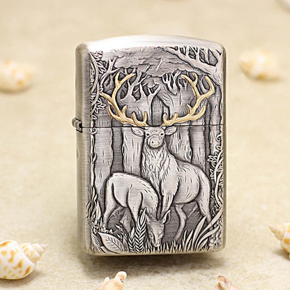 Zippo Armor Smoked Silver Gold Stag 162-DS292