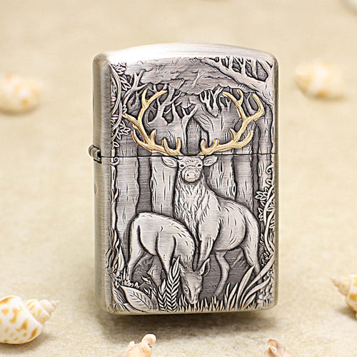 Zippo Armor Smoked Silver Gold Stag 162-DS292