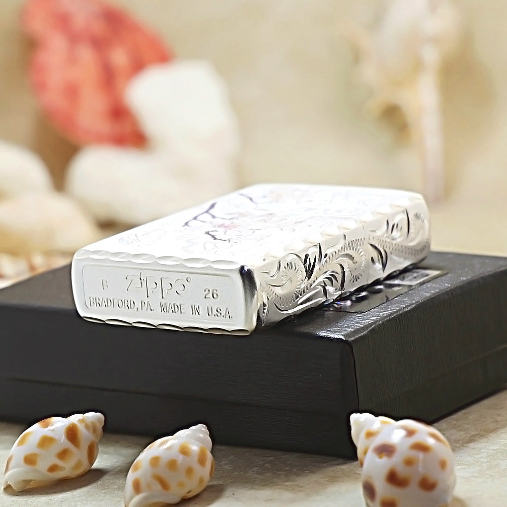 Zippo Silver-Plated Double-Sided Magnolia Embossing 205-DS221