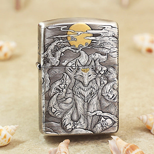 Zippo Smoked Silver & Gold-Plated Nine-Tailed Fox 162-DS306
