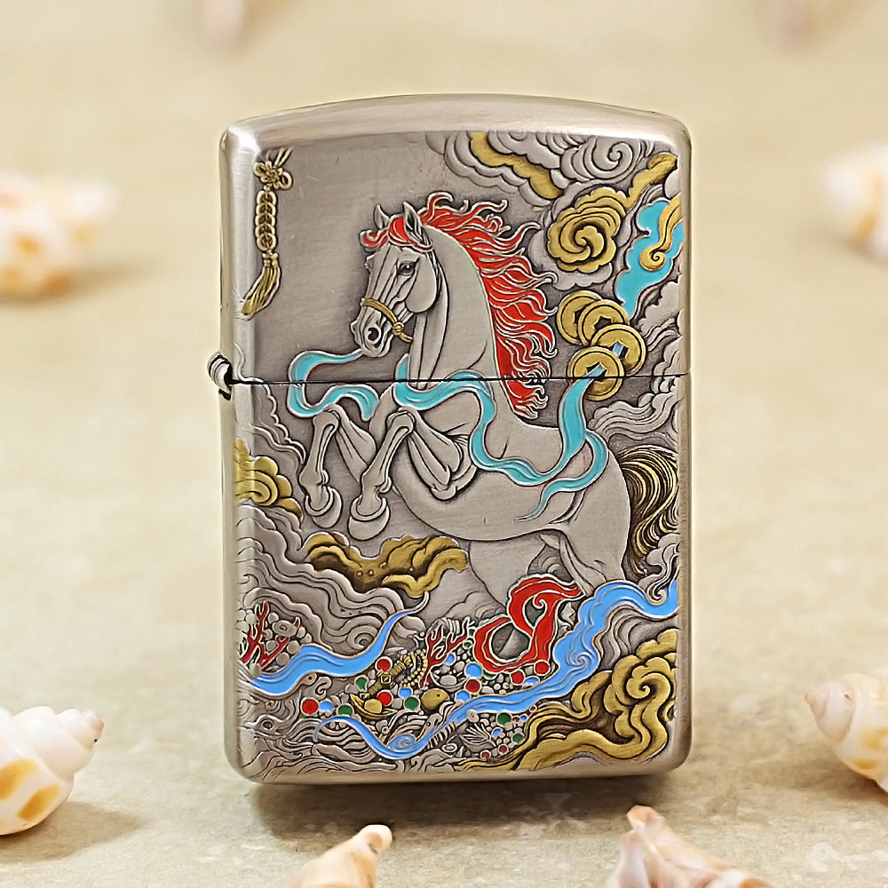 Zippo 3D Embossed Warhorse & Swirling Waves 162-DS267