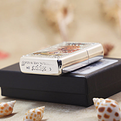 Zippo 3D Relief Embossed Silver-Plated Metal Nami-One Piece 162-DS226