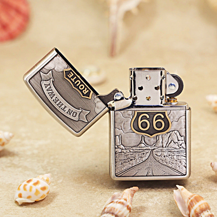Zippo Smoked Silver Route 66 162-DS205