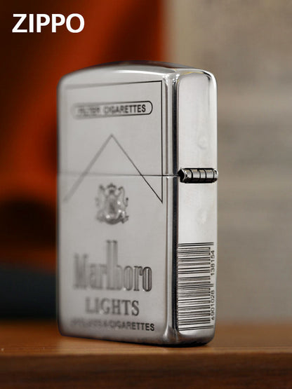 Zippo Armor Sterling Silver Marlboro Lights Lighter – Deep Carved 5-Sided Edition