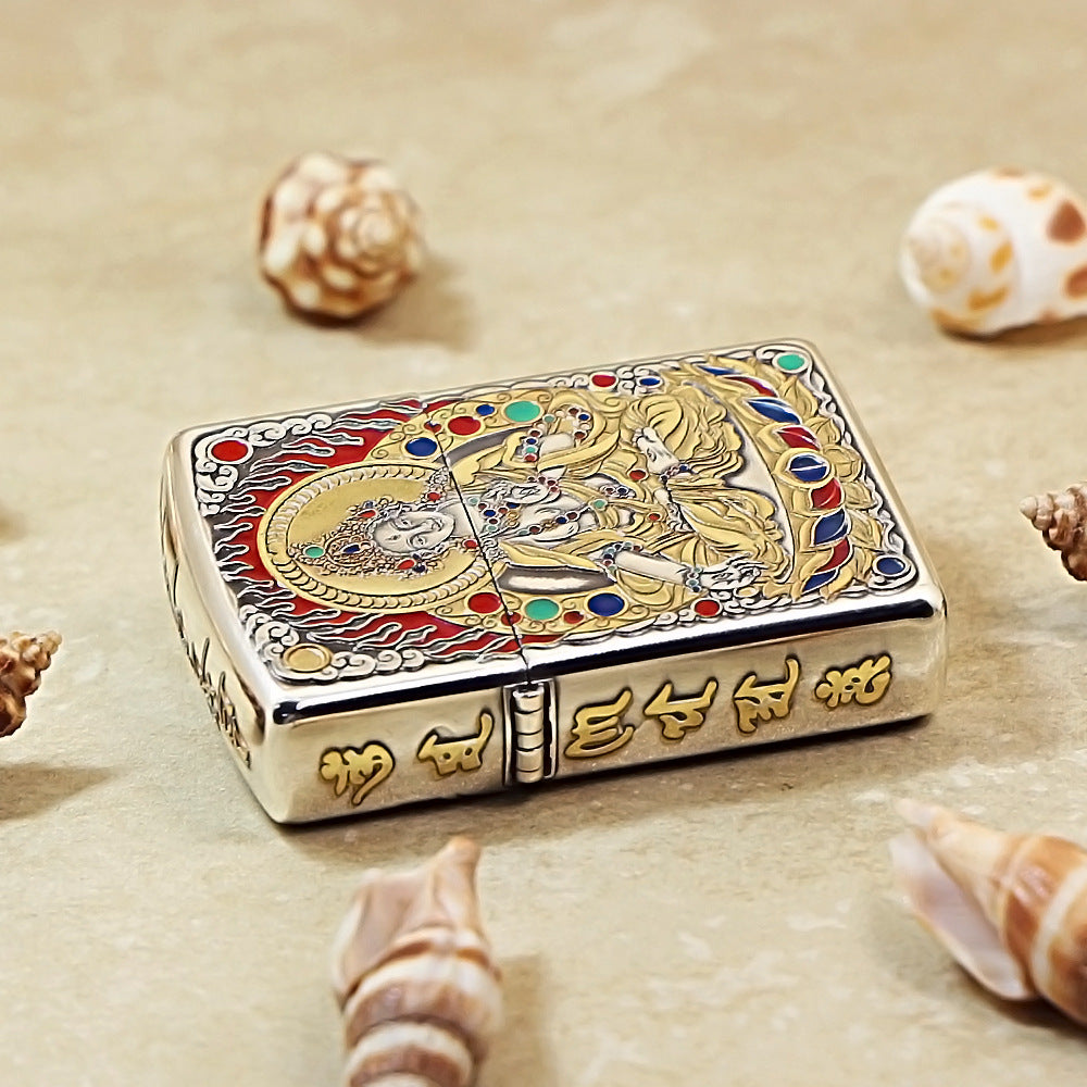 Zippo Silver-Plated 5-Sided Engraved White Tara 162-DS253