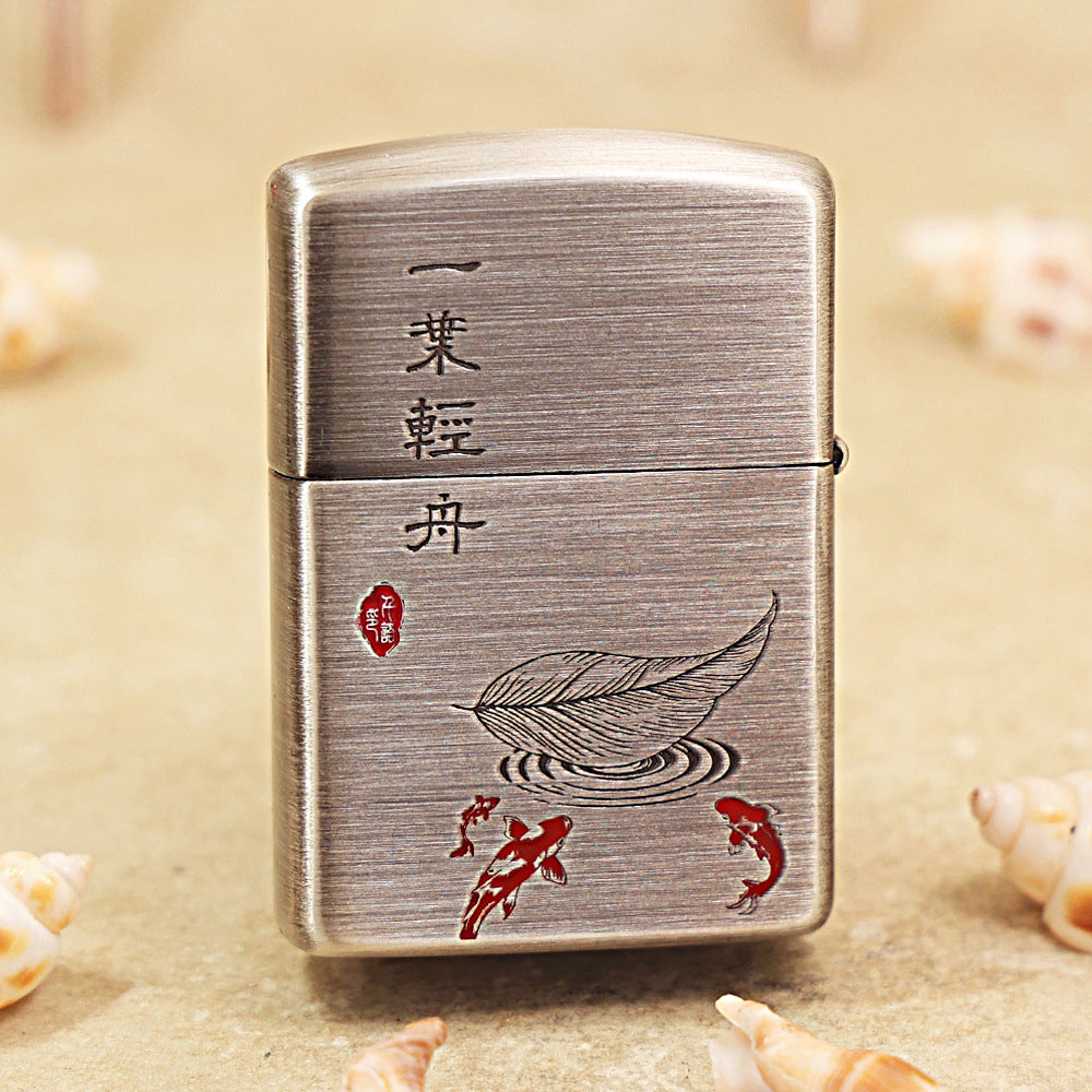 Zippo Armor Deep-Engraved Single Leaf Boat 162-DS279