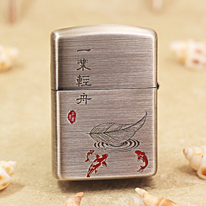 Zippo Armor Deep-Engraved Single Leaf Boat 162-DS279