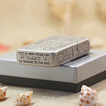 Zippo Antique Silver Fortune Pixiu Engraving DS291