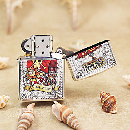 Zippo 3D Relief Embossed Silver-Plated Metal Nami-One Piece 162-DS226