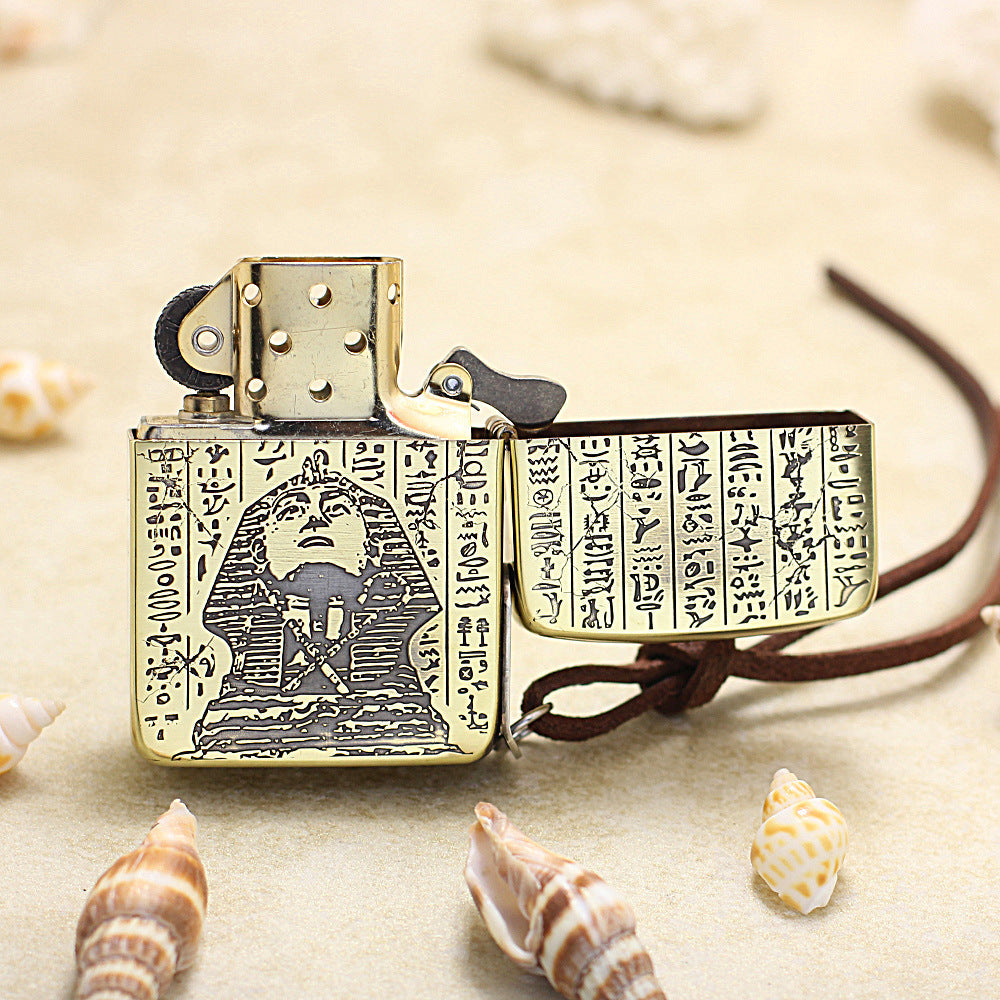 Zippo 1941 Replica Vintage Bronze Chiseled Anubis Argent Coin - CC124