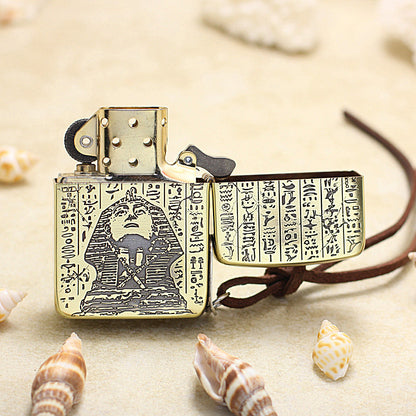 Zippo 1941 Replica Vintage Bronze Chiseled Anubis Argent Coin - CC124