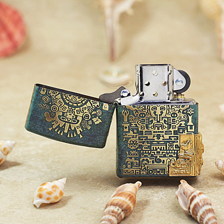 Zippo 'Ancient Maya' Intricate Carve with Medallion - DS124