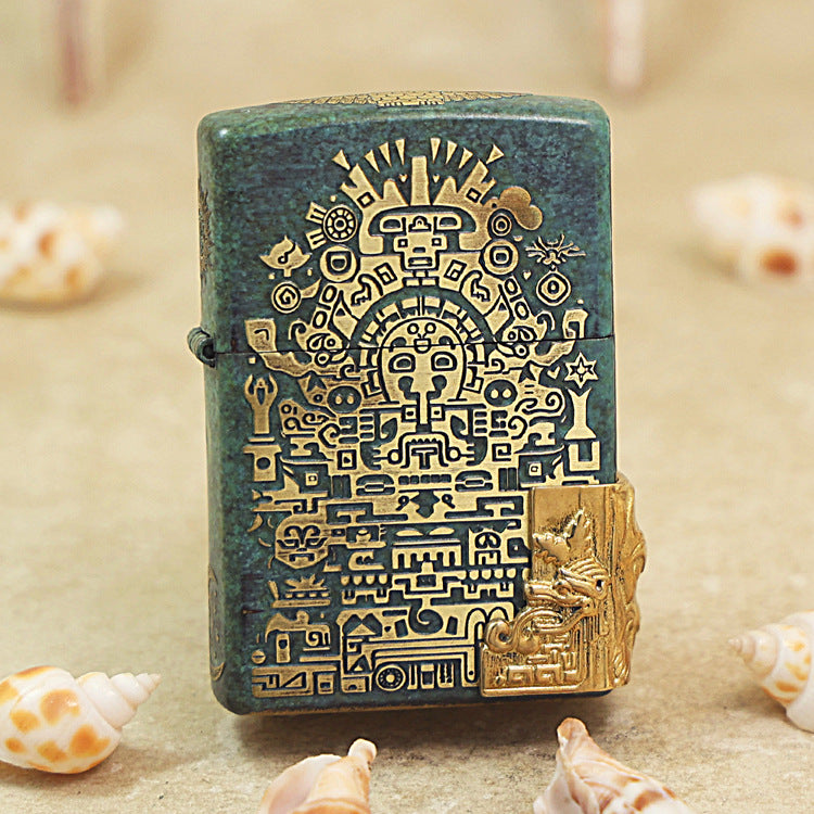 Zippo 'Ancient Maya' Intricate Carve with Medallion - DS124