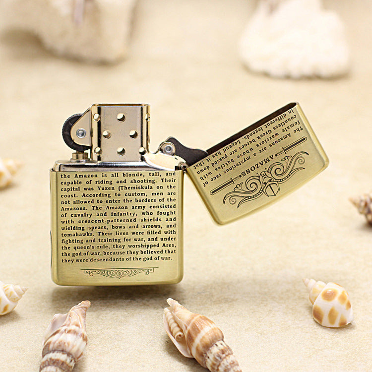 Zippo Vintage Bronze Intricate Engraved 3D Amazon Warrior 3d-embossed - CC120