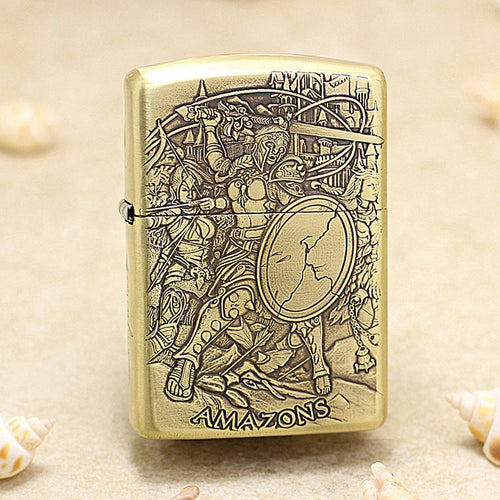 Zippo Vintage Bronze Intricate Engraved 3D Amazon Warrior 3d-embossed - CC120