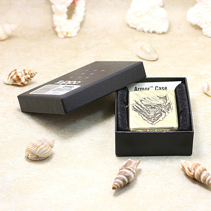 Zippo Vintage Bronze Intricate Engraved 3D Skull Tear and Gear - CC139