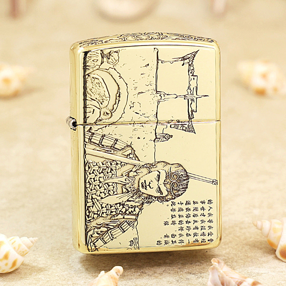 Zippo Vintage Bronze Intricate Engraved A Chinese Odyssey Monkey King Warrior - CC158