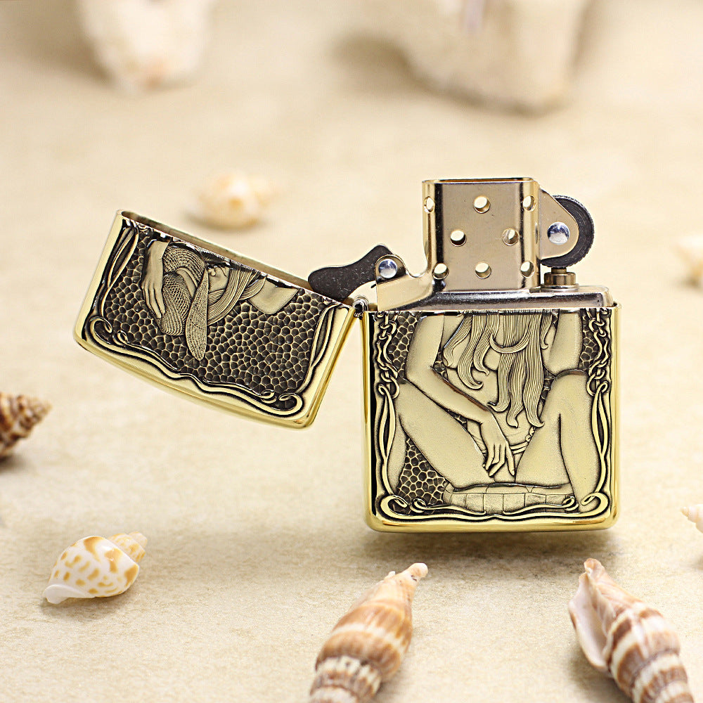 Zippo Vintage Bronze Intricate Engraved Cowgirl Pin-Up 3d-embossed - CC122