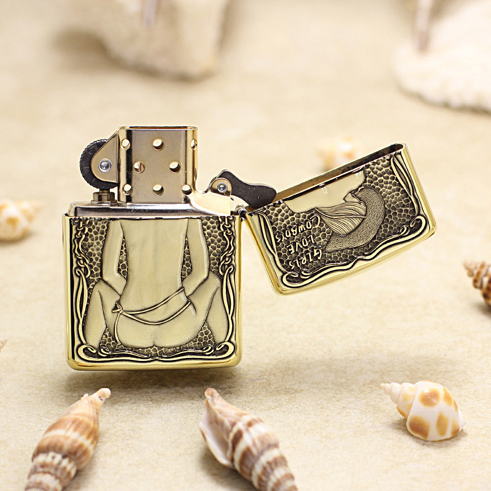 Zippo Vintage Bronze Intricate Engraved Cowgirl Pin-Up 3d-embossed - CC122