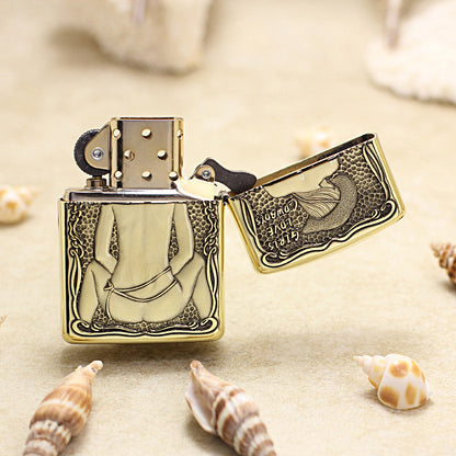 Zippo Vintage Bronze Intricate Engraved Cowgirl Pin-Up 3d-embossed - CC122
