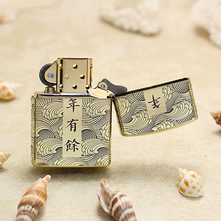 Zippo Vintage Bronze Intricate Engraved Koi Fish and Lotus 3d-embossed - CC142