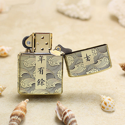 Zippo Vintage Bronze Intricate Engraved Koi Fish and Lotus 3d-embossed - CC142