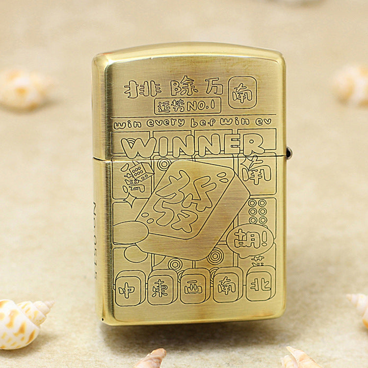 Zippo Vintage Bronze Intricate Engraved Mahjong Winner 3d-embossed - CC123