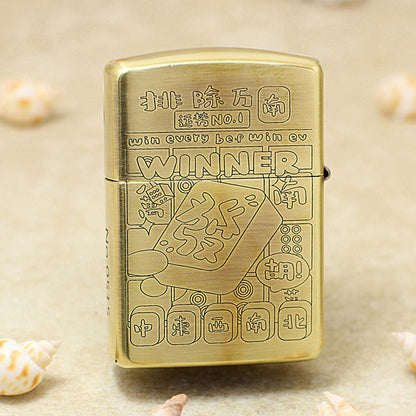 Zippo Vintage Bronze Intricate Engraved Mahjong Winner 3d-embossed - CC123