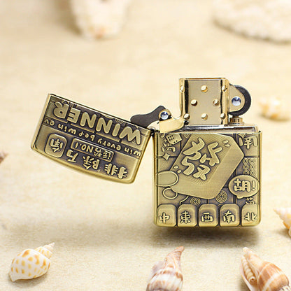 Zippo Vintage Bronze Intricate Engraved Mahjong Winner 3d-embossed - CC123