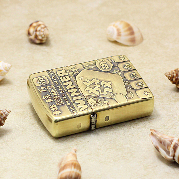 Zippo Vintage Bronze Intricate Engraved Mahjong Winner 3d-embossed - CC123